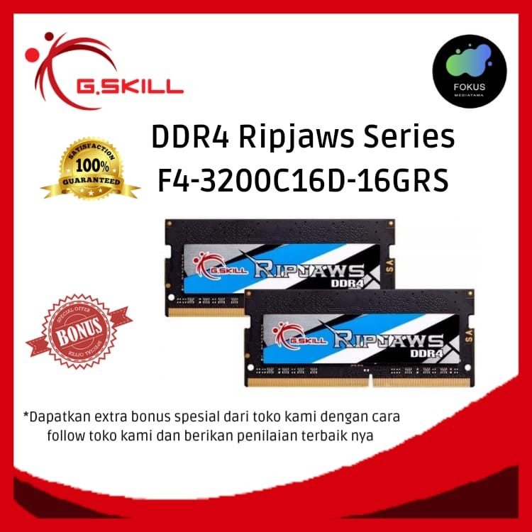 G.SKILL F4-3200C16D-16GRS Ripjaws RAM DDR4 SO-DIMM 16GB (2x8GB)