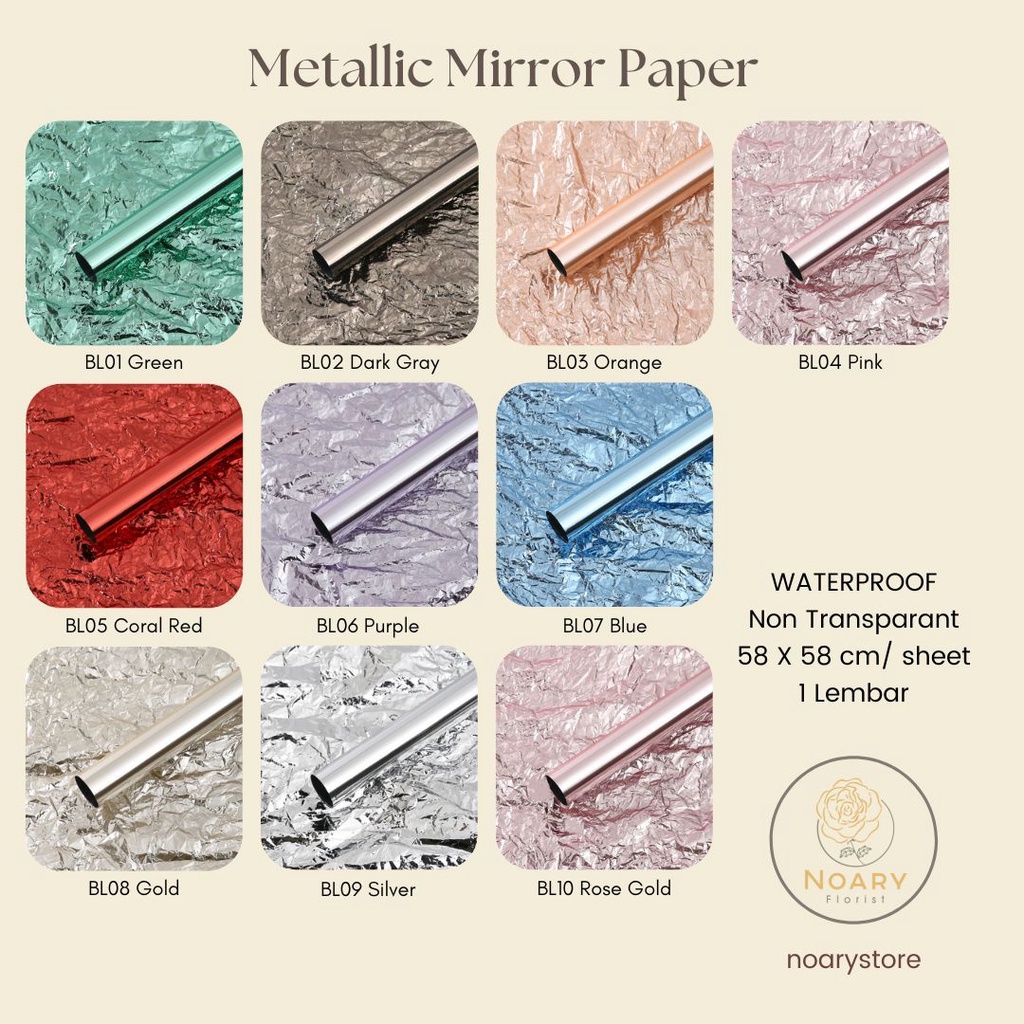 Metalic Mirror Paper Cellophane Wrapping