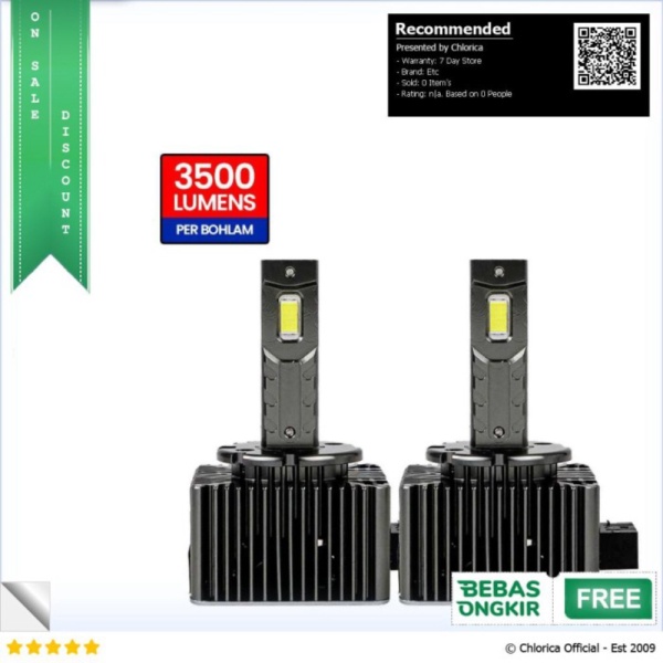 Promo BULLVISION Lampu Mobil LED CSP 3500LM D1 Cool White 2 PCS - S3 - Hitam Etc Limited