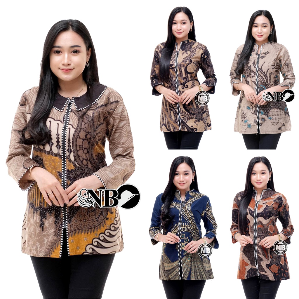 Baju Batik Wanita Modern Atasan Blouse Batik Kerja Wanita Kantor M L XL XXL