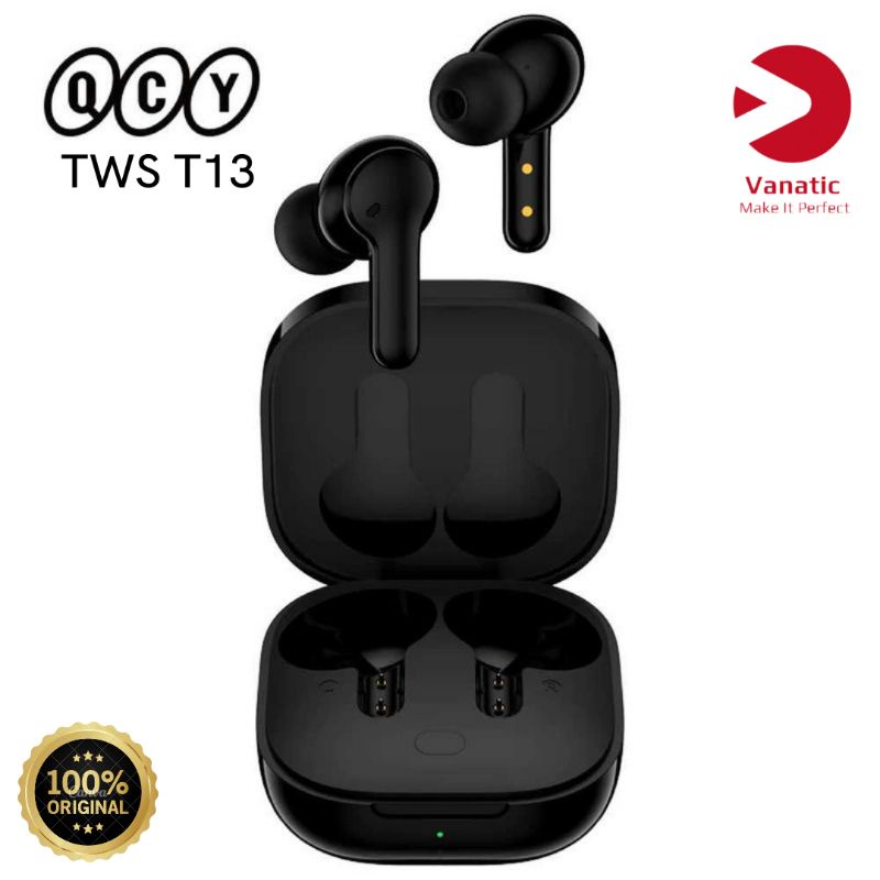 QCY T13 Headset Wireless Bluetooth Touch Control Microphones - ORIGINAL T13 Earphone TWS
