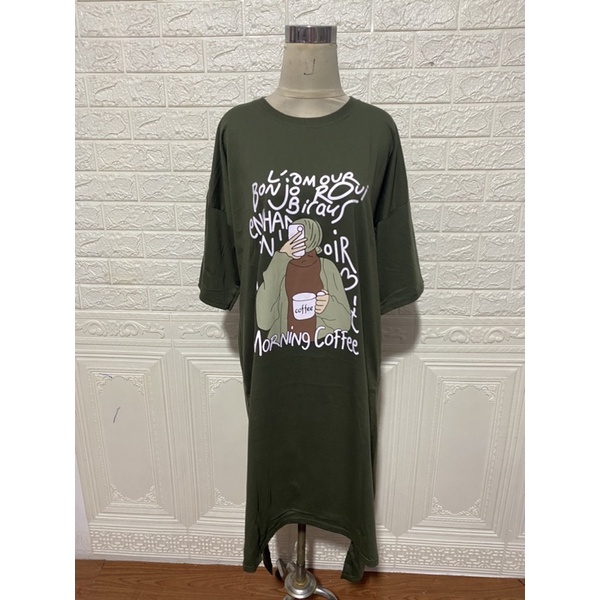 TUNIK COMBED DRESS MIDI MOTIF SABLON GAMBAR BASIC OVERSIZED PANJANG LONG KAOS DRESS TSHIRT POLOS KATUN KAOS TUNIK SIMPLE KOREAN