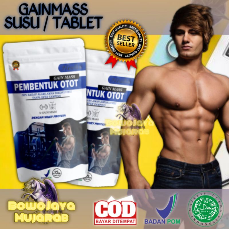 Suplemen Masa Otot Susu / Pil Pembentuk Otot Pria Tanpa Olahraga GYM Ampuh / Susu Penambah Berat Bad