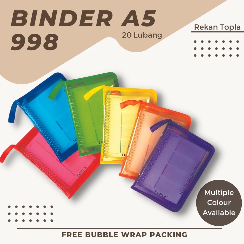 

[GROSIR] Binder A5 / Binder Note Reseleting A5 Ring 20 Lubang / Binder Reselting / Agenda Resleting A5 / Merek Topla