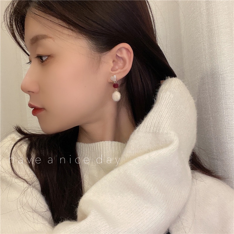 Anting Tusuk Sterling Silver 925 Model Hati Warna Pink Untuk Wanita