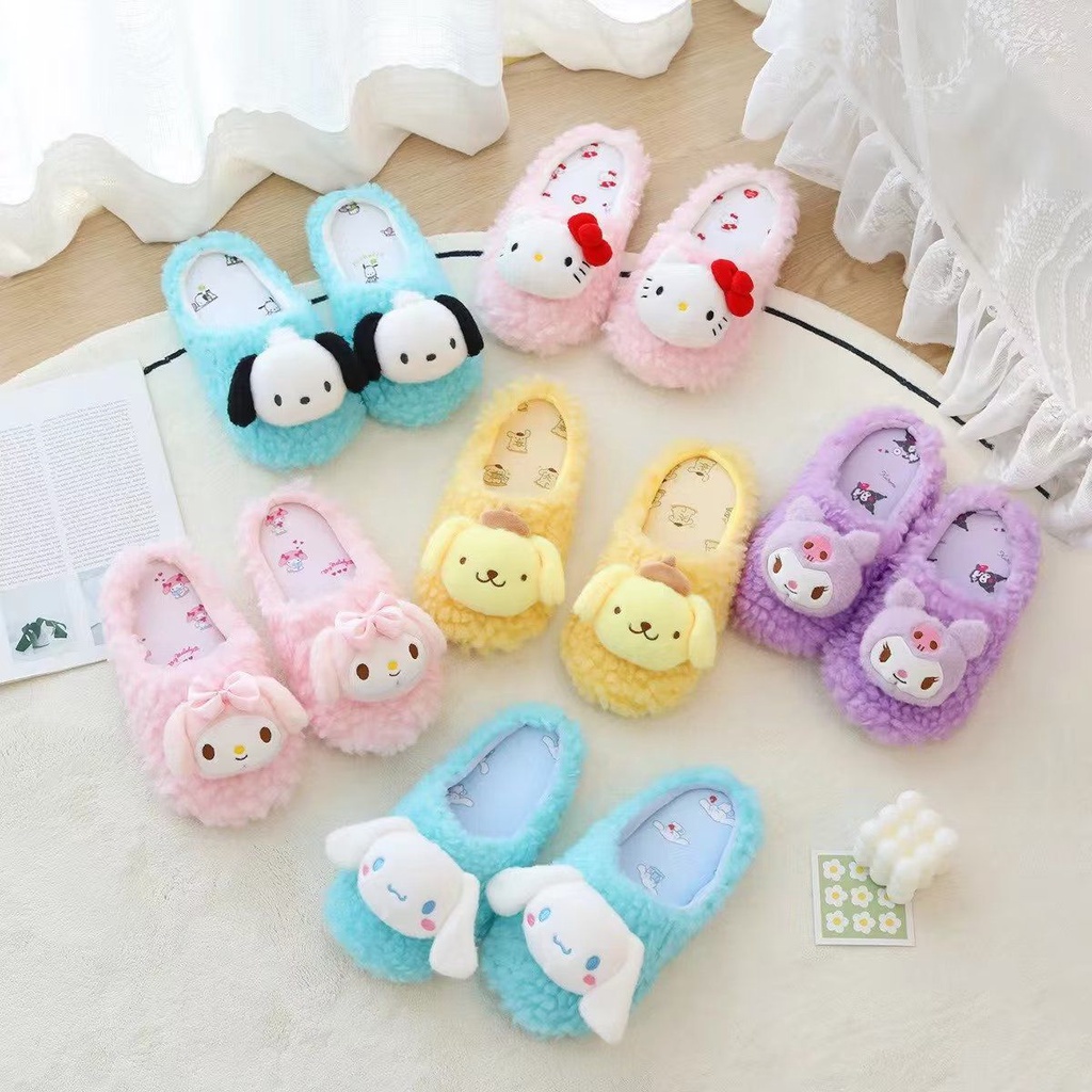 SANDAL RUMAH CINNAMOROLL MELODY KUROMI HELLO KITTY POCHACCO DOG POMPOMPURIN SEPATU KAMAR RUANGAN IMPOR LUCU