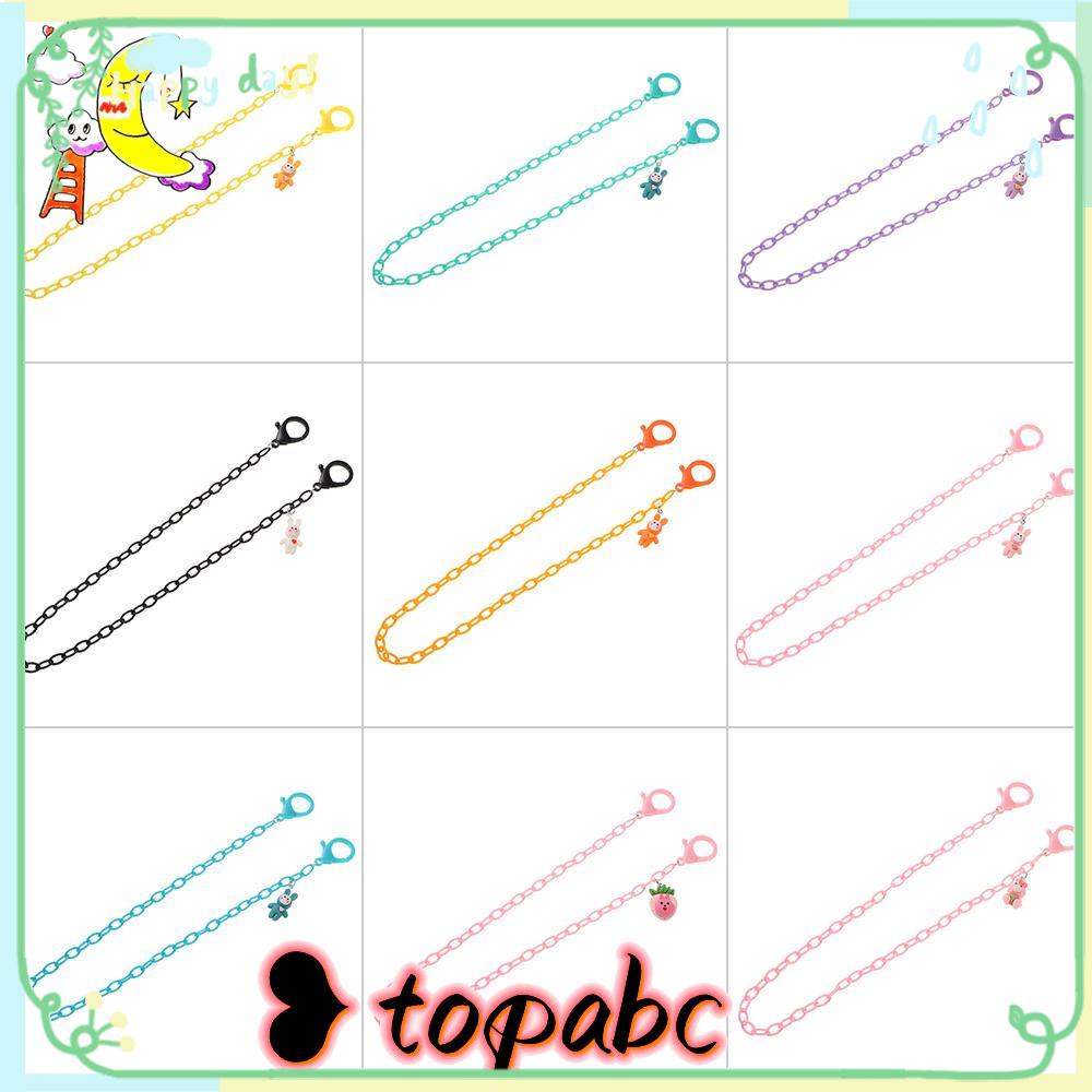 Top Tali Rantai Akrilik Motif Kartun Kelinci Multi Warna Holder Masker Wajah Anak
