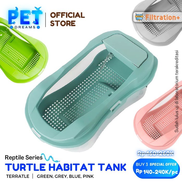 TURTLE TANK AQUARIUM FILTER KANDANG VIVARIUM EMBER TEMPAT KURA REPTIL