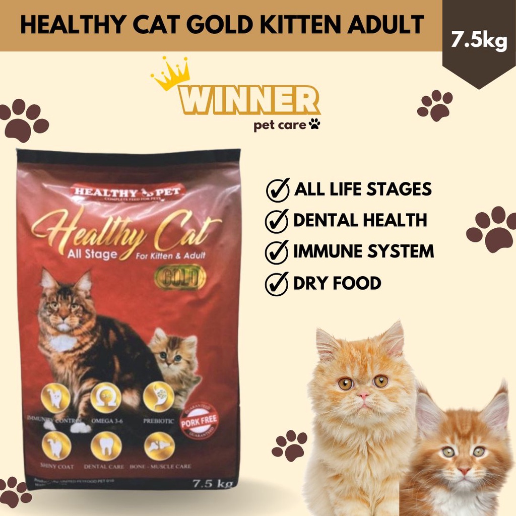 HEALTHY CAT Gold Kitten Adult Cat Food All Life Stages Freshpack 7.5kg