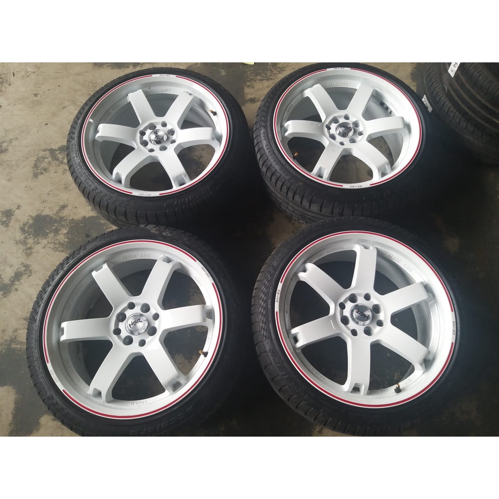 Velg Bekas Seken Murah Hsr RAI-S3 R18 Lebar 8 Hole 4X100 4X114,3 Et45 White + Ban Accelera 205 45 R1