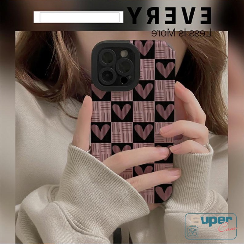 Soft Case Silikon Tekstur Kulit Hati Shockproof Untuk iPhone 7 8 Plus 11 14 13 12 Pro Max XR 7Plus X XS Max