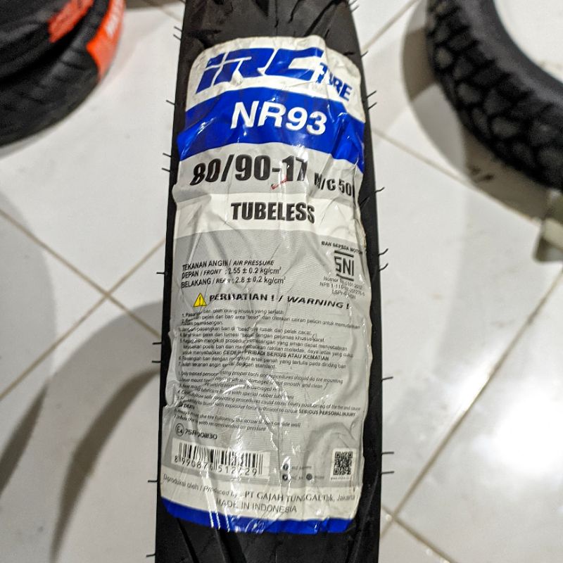 Ban Luar Tubeless IRC 80/90-17 NR93 Sepeda Motor