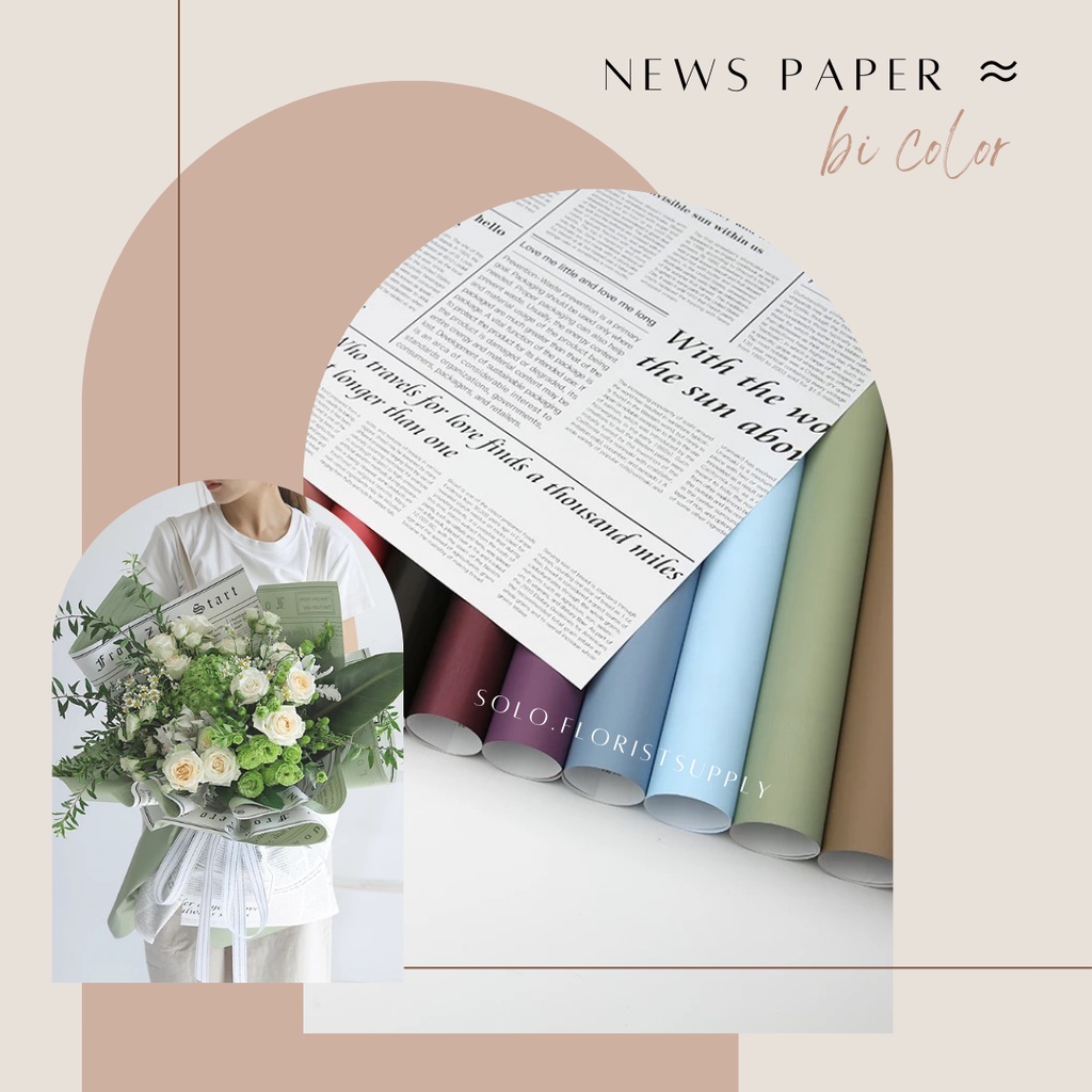 

[SW] (ECER) NEWS PAPER BI COLOR FLOWER WRAPPING KERTAS BUKET PEMBUNGKUS BUNGA BUKET CELLOPHANE PAPER HAND BOUQUET KERTAS KORAN MOTIF KERTAS KADO KERTAS FLORIST FLOWERWRAP WRAPPING PAPER FLORAL WRAP KERTAS CRAFT PAPER