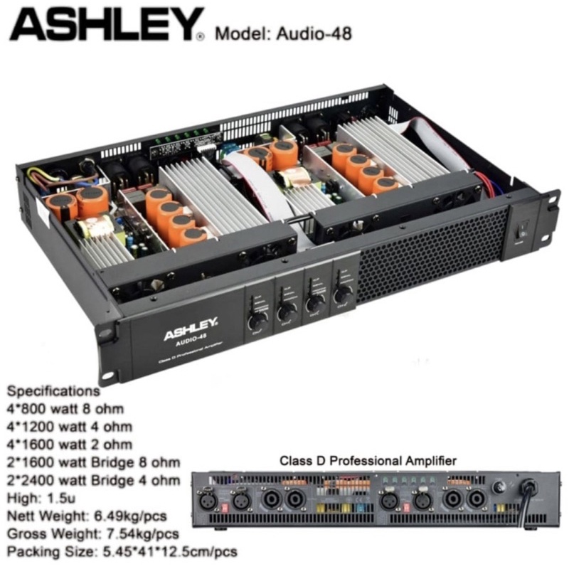 Amplifier Ashley Audio 48 Original Power 4 Channel Class D(COD) Power ASHLEY AUDIO-48 / AUDIO48 4 Ch