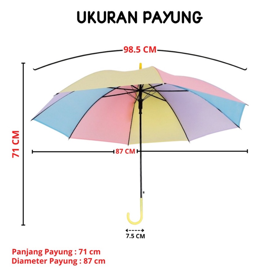 BAJ Payung Transparan Style Korea Jepang Polos Warna Warni Payung Lipat Bening Cantik Payung Rainbow Umbrella Fashionable Candy Color Import Murah Terlaris PR111