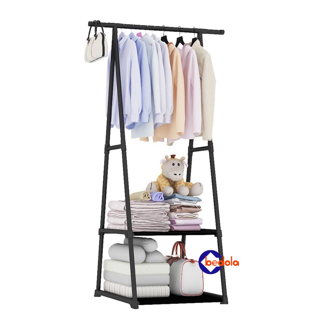 Bedola Triangle stand hanger baju rak buku rak pakain rak serbaguna dengan 4 roda