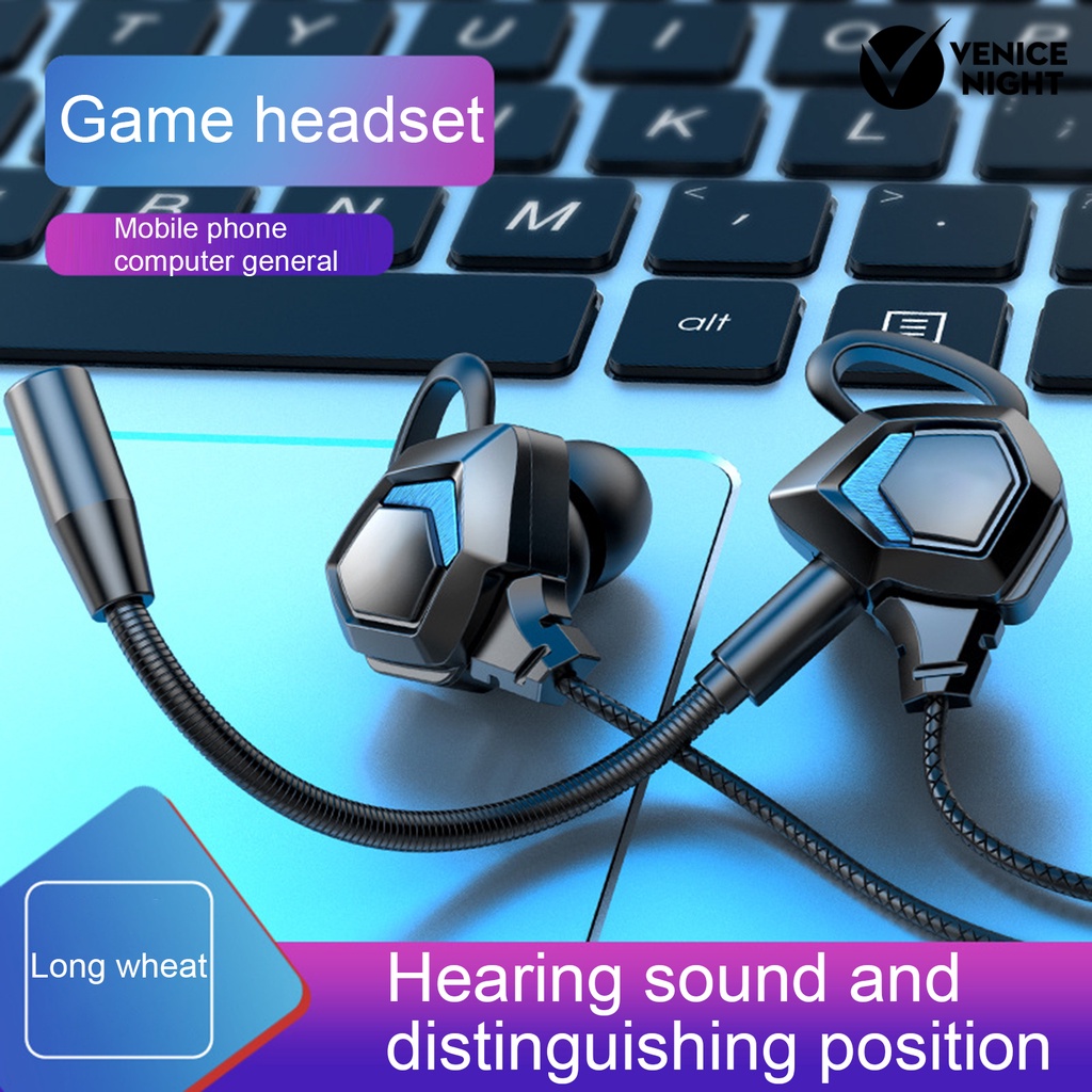 (VNEP) (Berkabel) Universal In-ear Gaming Earphone E-sports Karaoke Earplugs dengan Mikrofon