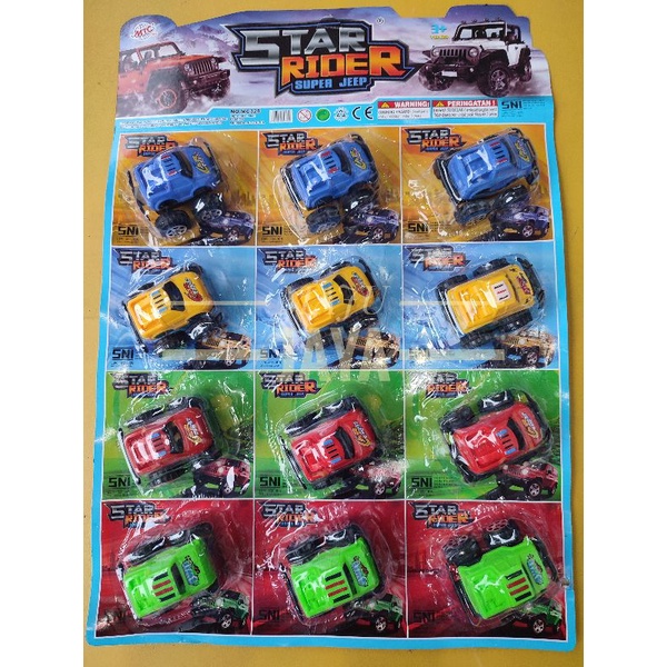 Mainan Mobil Super Jip Lembar an  Isi 12 Pcs