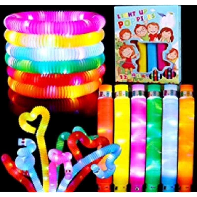 MAINAN ANAK LIGHT UP POP PIPES POP LIGHT MAINAN POP LIGHT PIPA LED MAINAN LED POP FIDGET TUBES MAINA