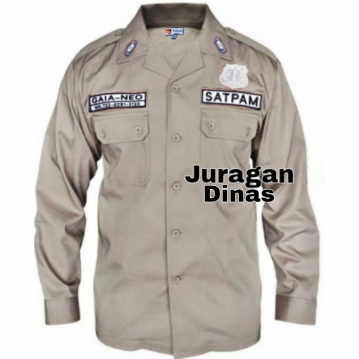 Atasan Baju Pdh Satpam Coklat Lengan Panjang Jatah Polri