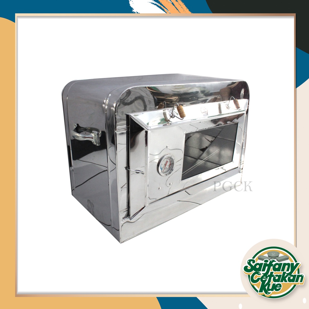 Oven Thermometer Stainless B / Oven Kompor besar Kaca 1 / Oven Tangkring Gratis Packing Kayu & Loyan