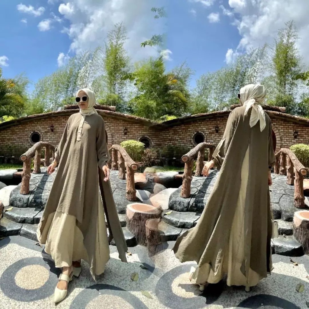Belen Dress - dress muslim / dress muslim wanita / dress muslimah / gamis dua warna kombinasi / gamis dua warna / gamis dua layer / gamis dua layer kombinasi / gamis dua layer terbaru / dress dua warna / dress dua layer