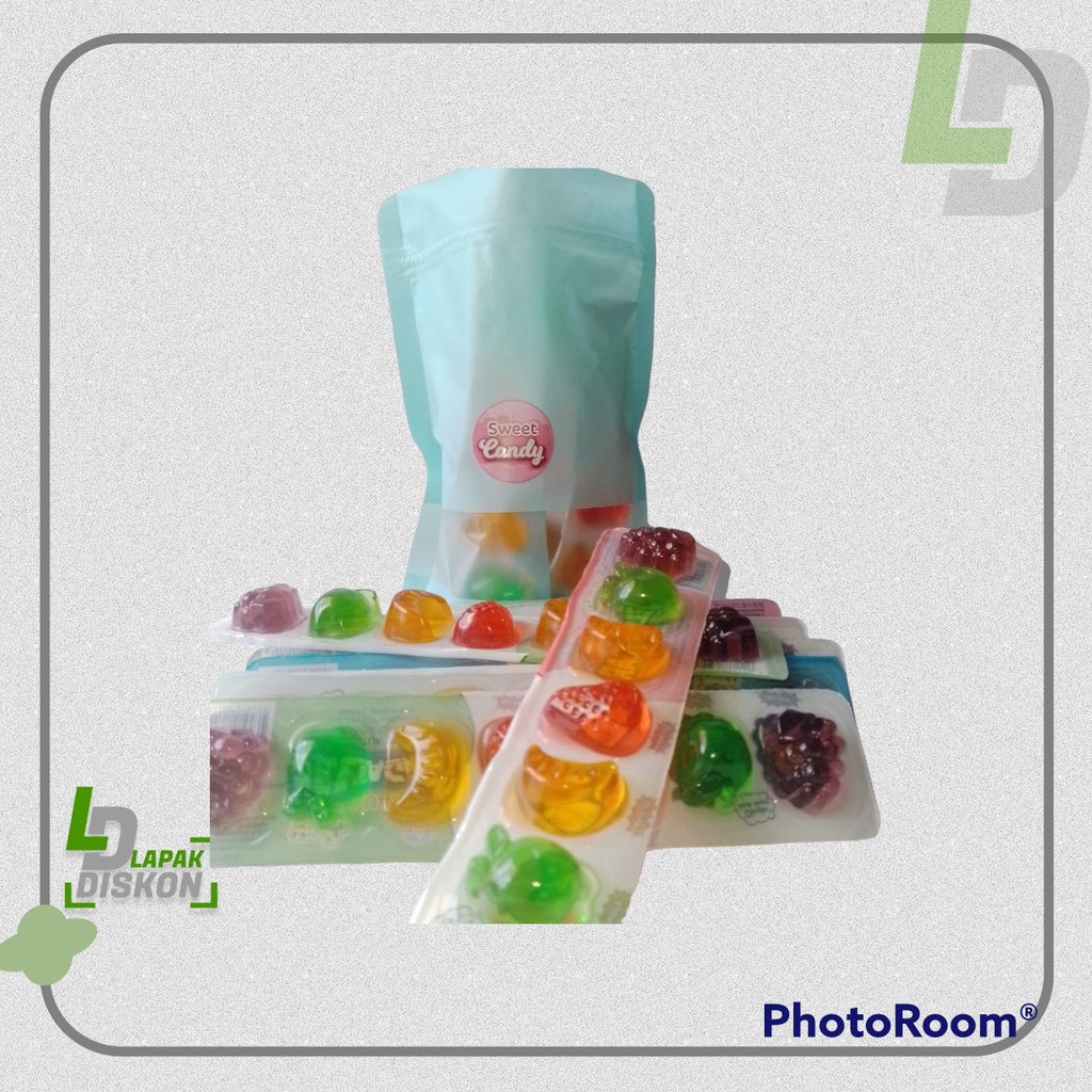 Permen jelly agar , permen yakuat , bentuk cup , isi 8 ,bermacam-macam bentuk , permen jelly