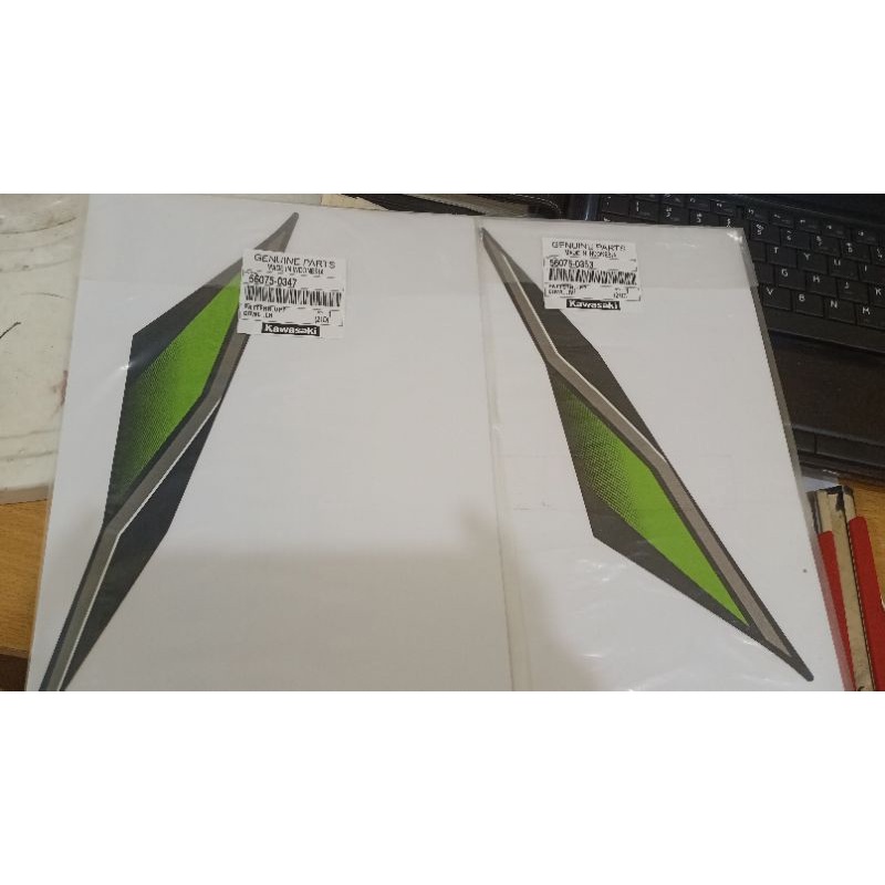 stiker sticker fairing atas ninja rr new hijau 2015