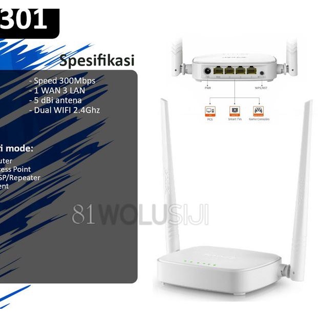 Tenda Wifi/Wireless Router N301 300Mbps WISP Support