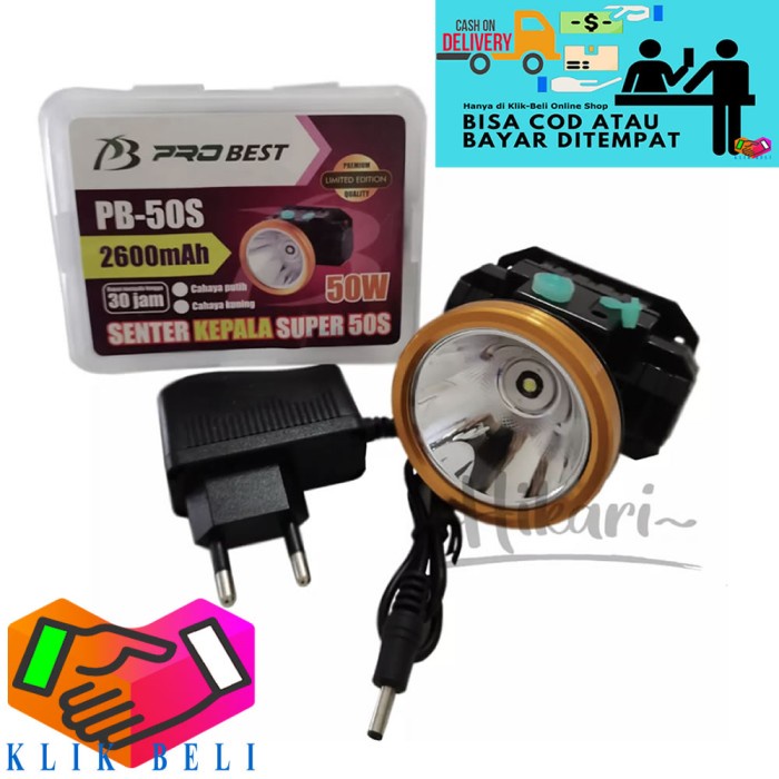 Senter Camping Senter Kepala Probest 50 Watt Pb-50S Cahaya Putih