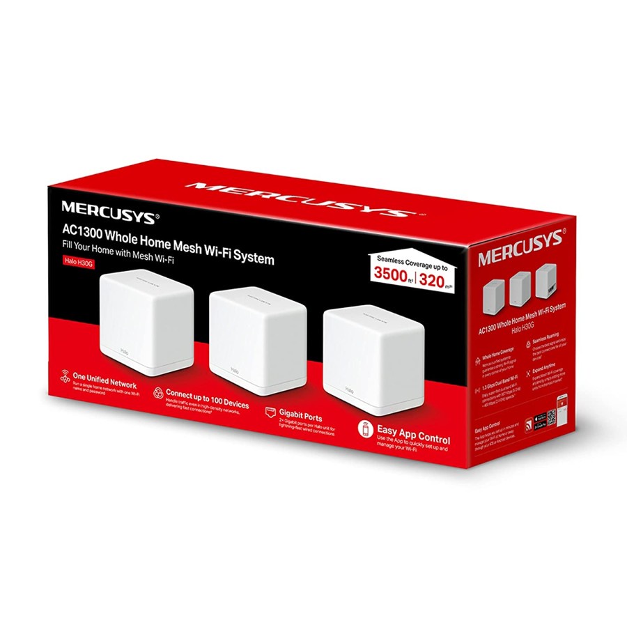 Mercusys AC1300 Whole Home Mesh Wi-Fi - Mercusys Halo H30G (3-Pack)