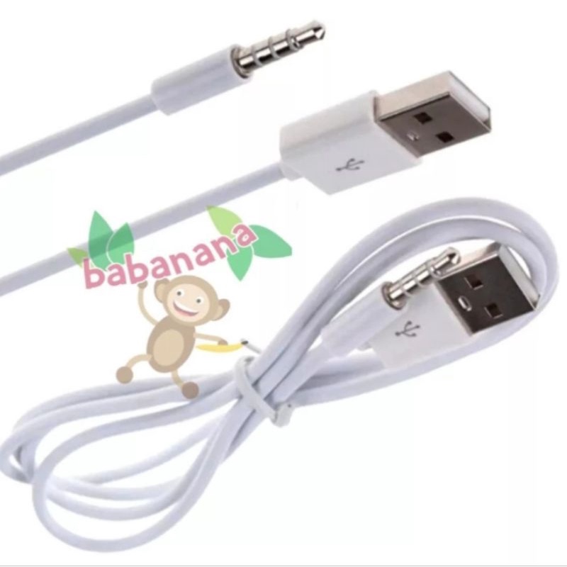 Kabel usb to 3.5 mm charger charging cable for mp3 etc audio 100cm