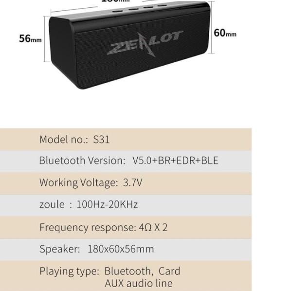 Speaker Portable Zealot S31 Speaker Bluetooth