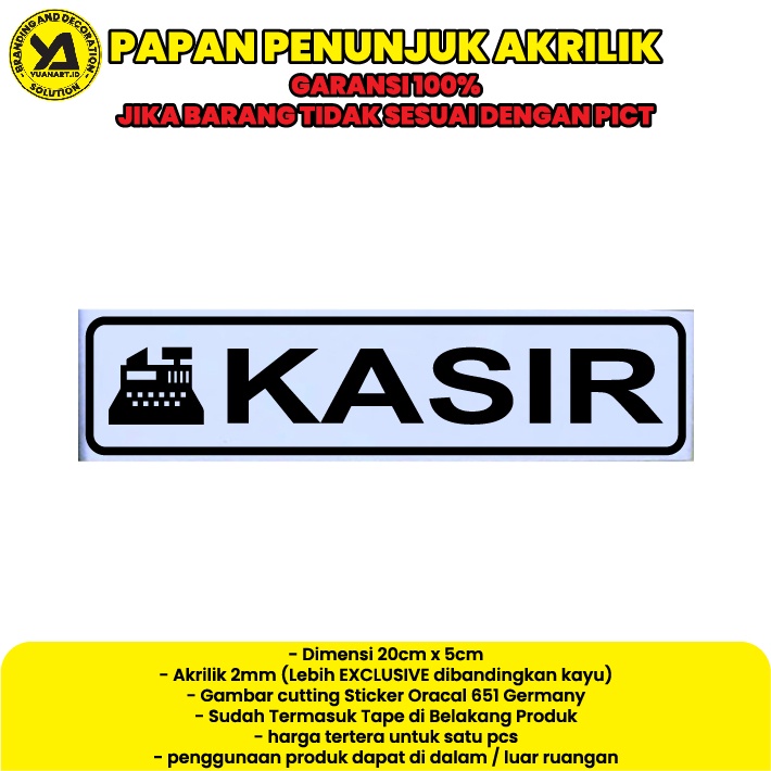 

papan nama stiker petunjuk akrilik sign kasir sticker peringatan label acrylic dinding perlengkapan toko outlet store custom