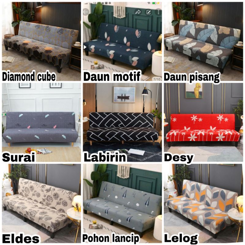 Cover sofa bed INFORMA elastic-Sarung PENUTUP sofa bed STRECTH motif