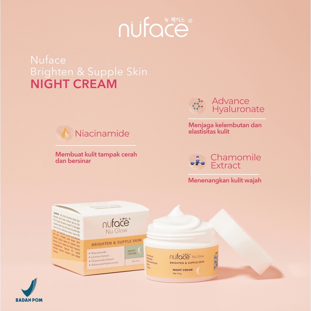 Nuface Nu Glow Brighten &amp; Supple Skin Night Cream 15gr