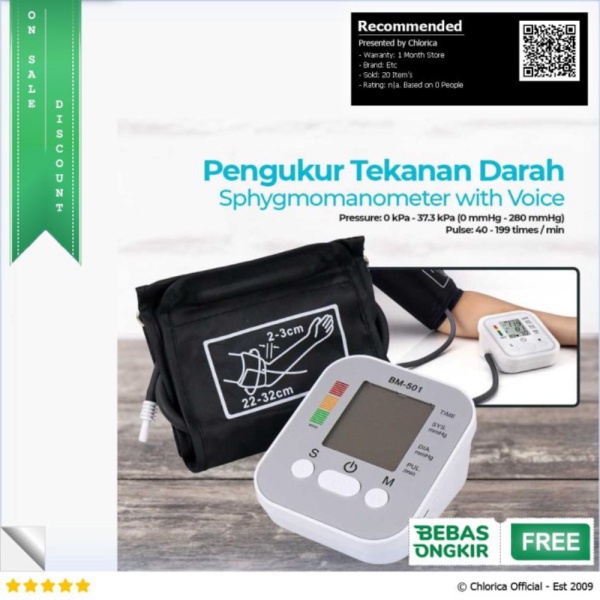 

Dijual JZIKI Pengukur Tekanan Darah Sphygmomanometer with Voice - BM-501 - Putih Etc Limited