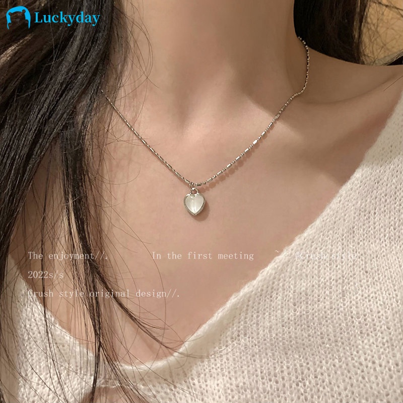 YEEZII Kalung Choker Rantai Silver Dengan Liontin Hati Untuk Wanita