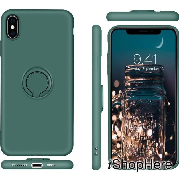 Casing Ring Holder Silicone Soft Case iPhone iPhone X XR XS Max - Hitam, XS Max