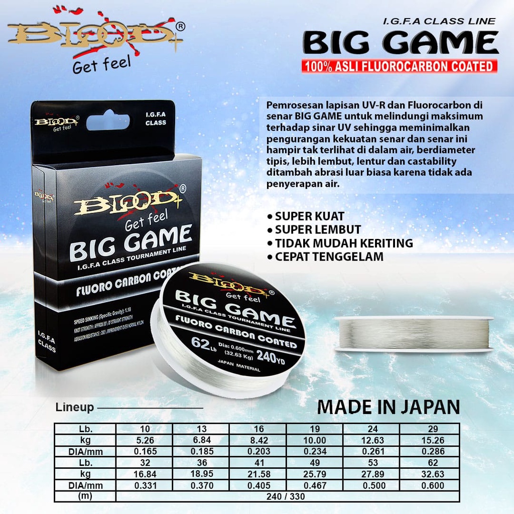 SENAR / NYLON BLOOD BIG GAME LINE MONO FLUOROCARBON COATED