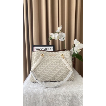 MK Teagen Large Long Drop Satchel Vanilla