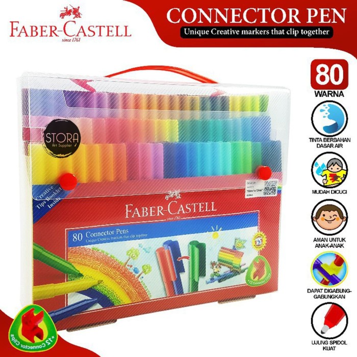 

Faber Castell Connector Pen 80 Colors + plastic bag / Sepidol Anak