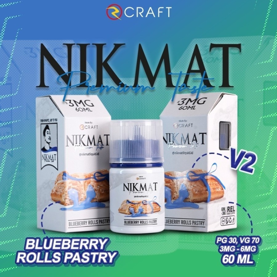 Nikmat V2 Blueberry Rolls Pastry 60ML Nikmat Blueberry Authentic by Rcraft x Vapes aby