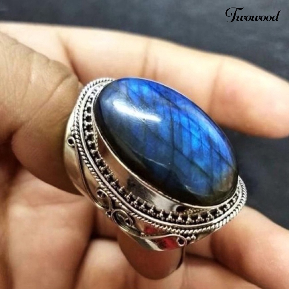 Cincin Pria Gaya Retro Dengan Faux Turquoise Untuk Hadiah Natal