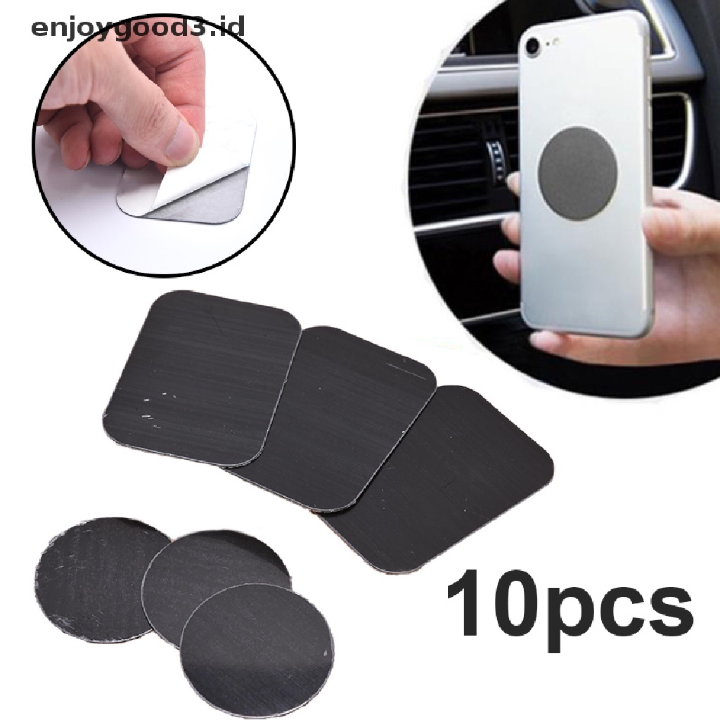 10pcs Stiker Plat Metal Magnetik Holder Handphone Untuk Mobil