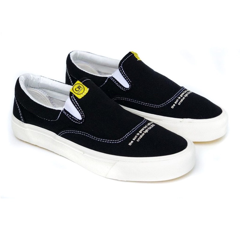 SEPATU CORVALUE FOOTWEAR - SLIP ON NICOSIA BLACK WHITE ORIGINAL