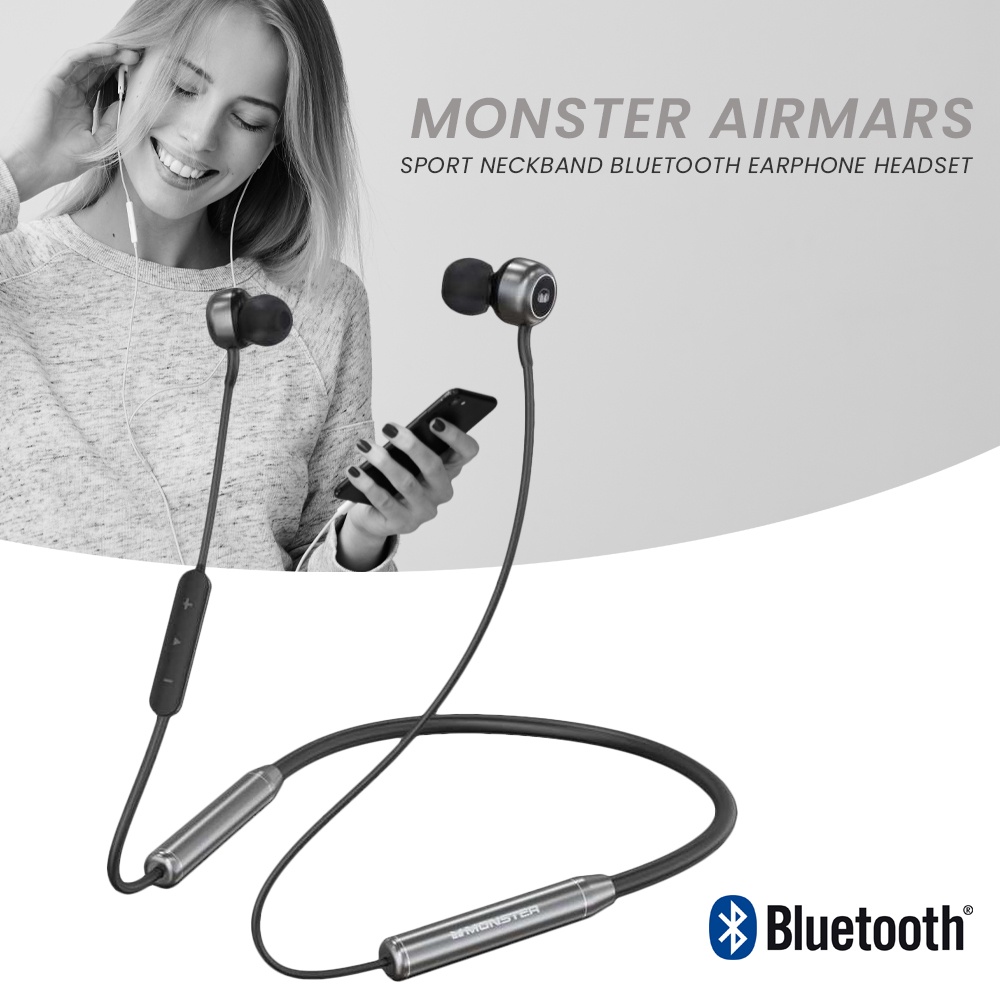 MONSTER AIRMARS Sport Neckband Bluetooth Earphone Headset - SG01 - Black