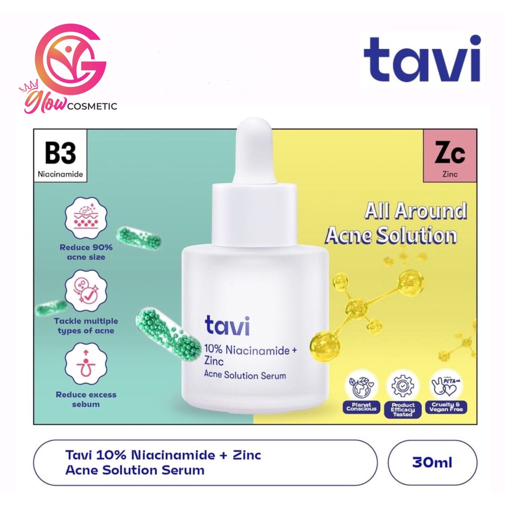 TAVI 10% Niacinamide + Zinc Acne Solution Serum 30 ml - Solusi kulit berjerawat