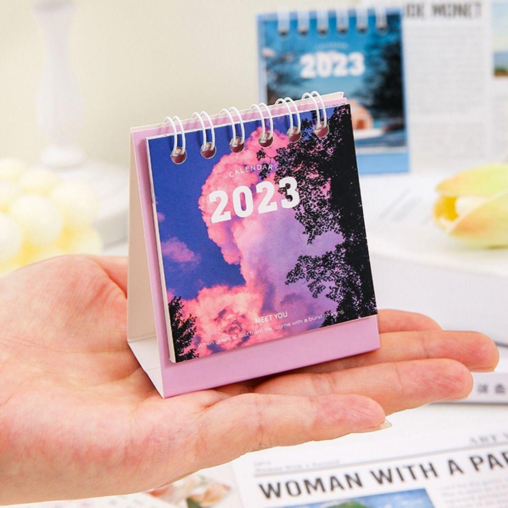 【 ELEGANT 】 2022-2023 Calendar School Stationery Planner Calendar Daily Scheduler Self Standing Mini Calendar Desktop Decoration Agenda Organizer Coil Calendar