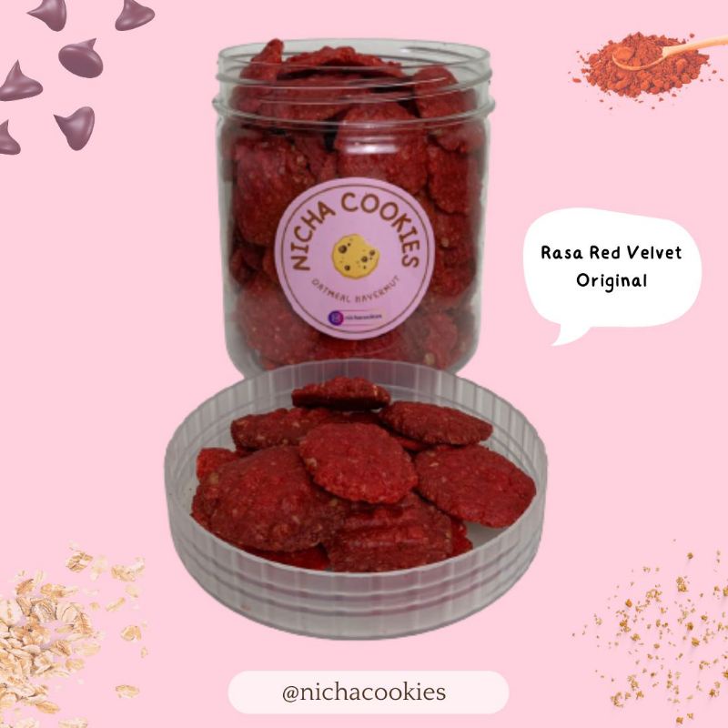 

Nicha Cookies Oatmeal Havermut Jar Rasa Red Velvet Original